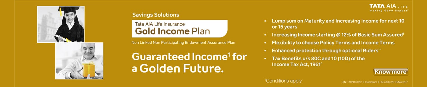 Tata AIA Life Insurance Gold Income Plan Banner